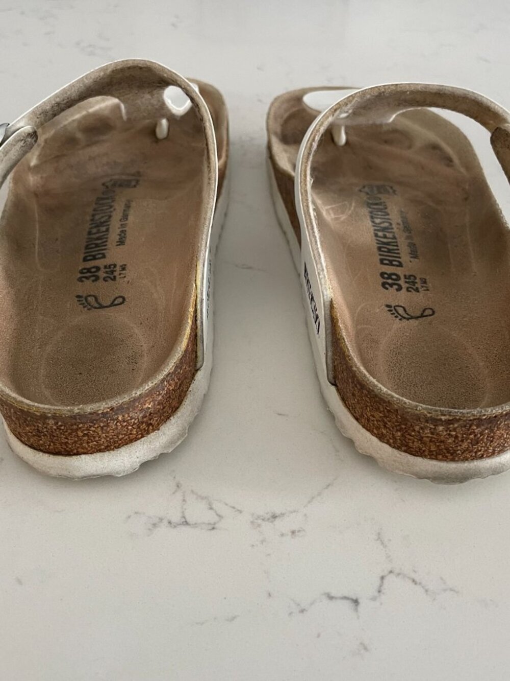Birkenstock Gizeh 245 Soft Footbed RFit Vegan Leather Thong Style Sandals Wht 38 - Picture 6 of 9